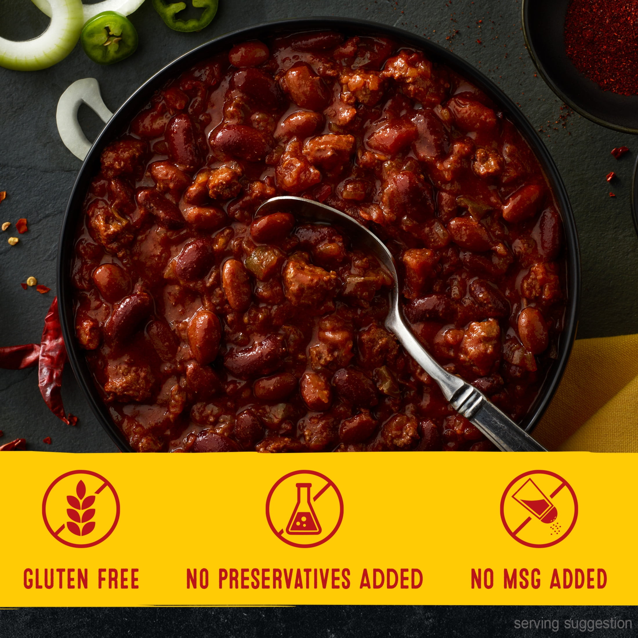 (2 pack) STAGG DYNAMITE HOT Chili with Beans Beef, Shelf-Stable, 15 oz Steel Can