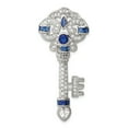 thumbnail image 1 of 925 Sterling Silver Blue Cubic Zirconia Cz Key Slide Pendant Charm Chain, 1 of 6