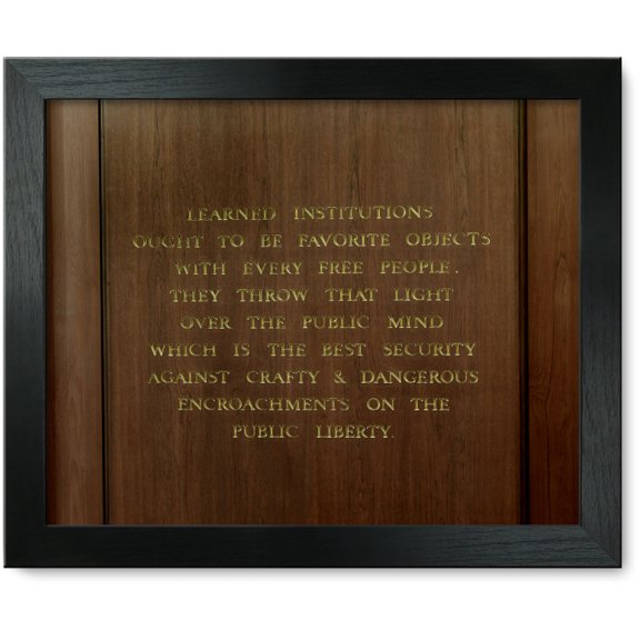 Framed Print: Memorial Hall. Quotation From James Madison, Beginning Learned