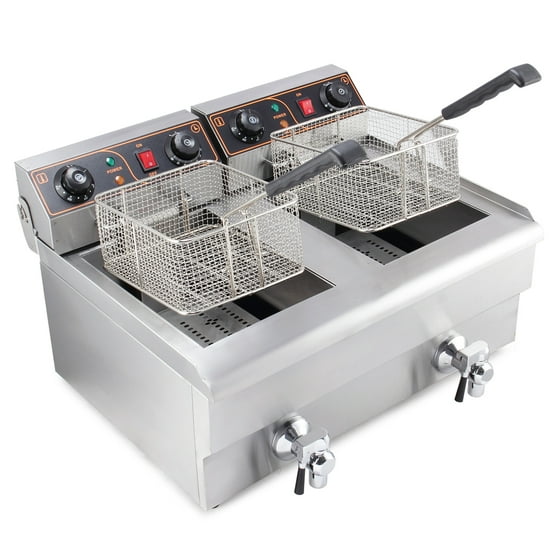 Arksen 1500W Stainless Steel 20 Liter Dual Tank Electric Deep Fryer