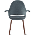 thumbnail image 5 of 2xhome - Set of 2 Organic Upholstered Fabric Modern Armchairs with Dark Walnut Brown Wooden Legs for Dining Room Office or Accent Chair, Dark Navy Blue, 5 of 6