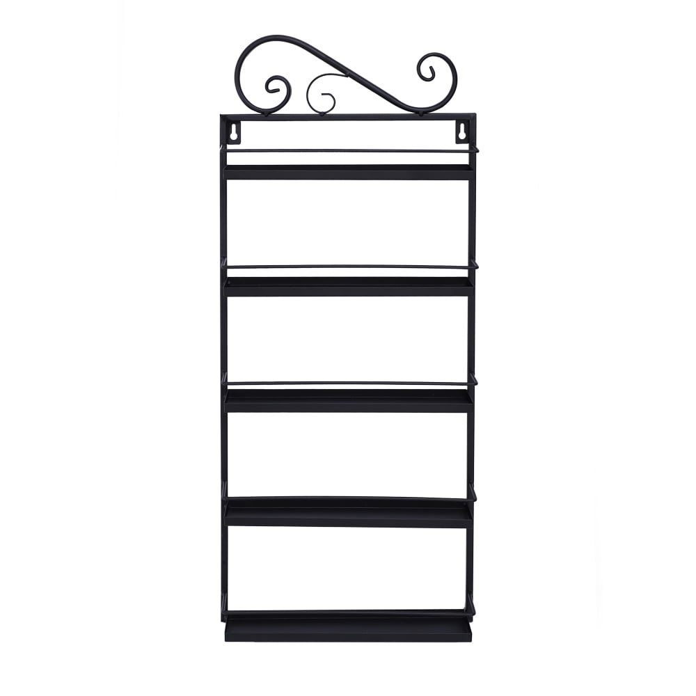 Kepooman 5 Tier Wall Mounted Metal Display Shelf Rack for Home Office, Black Kepooman 5 Tier Wall Mounted Metal Display Shelf Rack for Home Office, Black