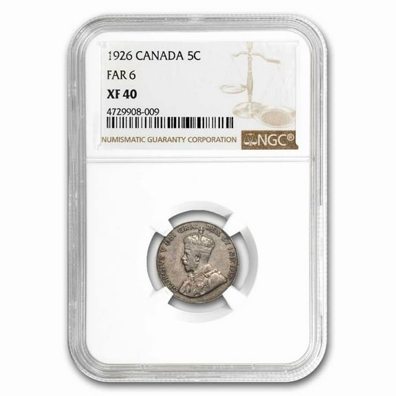1926 Canada 5 Cents George V XF-40 NGC (Far 6)