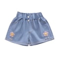 thumbnail image 2 of Spazoro Toddler Girls Denim Shorts with 4-Pockets, Casual Applique Floral Elastic Waist Summer Jean Shorts for Kids Blue Size 12-13, 2 of 9