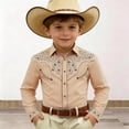 thumbnail image 2 of Huowey Boys Western Cowboy Shirts Floral Print Embroidery Button Down Long Sleeve Casual Regular Fit Elegant Fashionable Cozy Carnival Tshirt Clothes Casual Casual Tee Tops,White,4-5 Years, 2 of 4