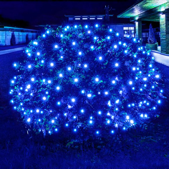 Red de luces LED navideñas Dirnun 160, color azul, 1,5 x 2,1 m, resistente al agua