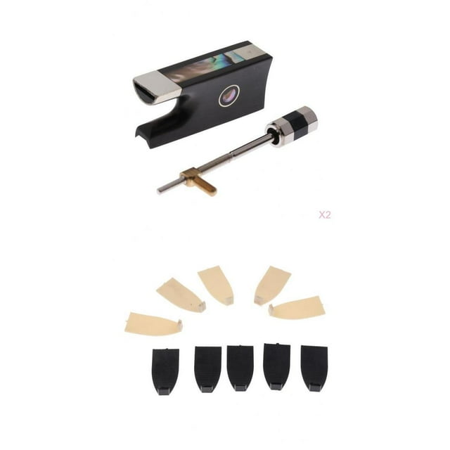 2x Ebony Violin Bow Frog para cuatro/4 Violin + 10x Bow Tip Para Violín Viola