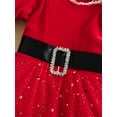 thumbnail image 6 of Zehjuhan Toddler Baby Girl Christmas Dress Stars Patchwork Red Princess Tulle Dress with Bow Headband Christmas Outfit Cosplay Party, 6 of 7