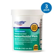 (3 pack) (3 Pack) Equate Hemorrhoidal Maximum Strength Medicated Cool Relief Pads, 200 Ct