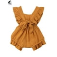 thumbnail image 4 of PULLIMORE Newborn Baby Girl Ruffle Romper Bodysuit Sleeveless Summer Clothes Jumpsuit (Yellow, 0-3 Months), 4 of 9