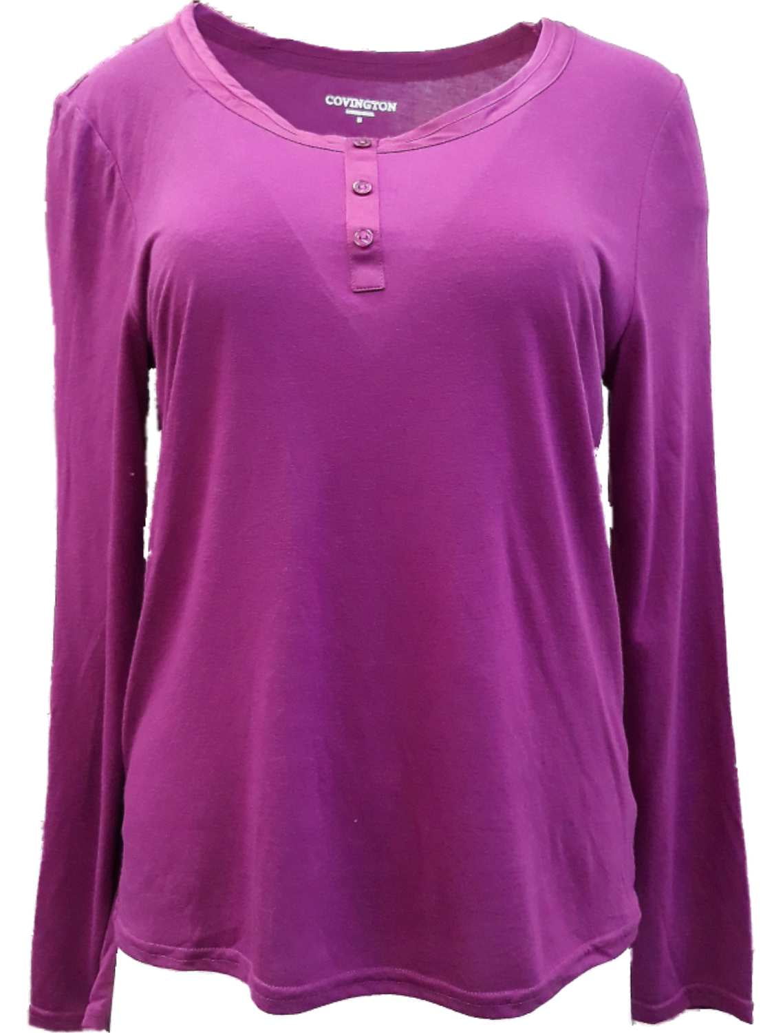 Covington - Womens Magenta Purple Knit T-Shirt Long Sleeved Satin ...