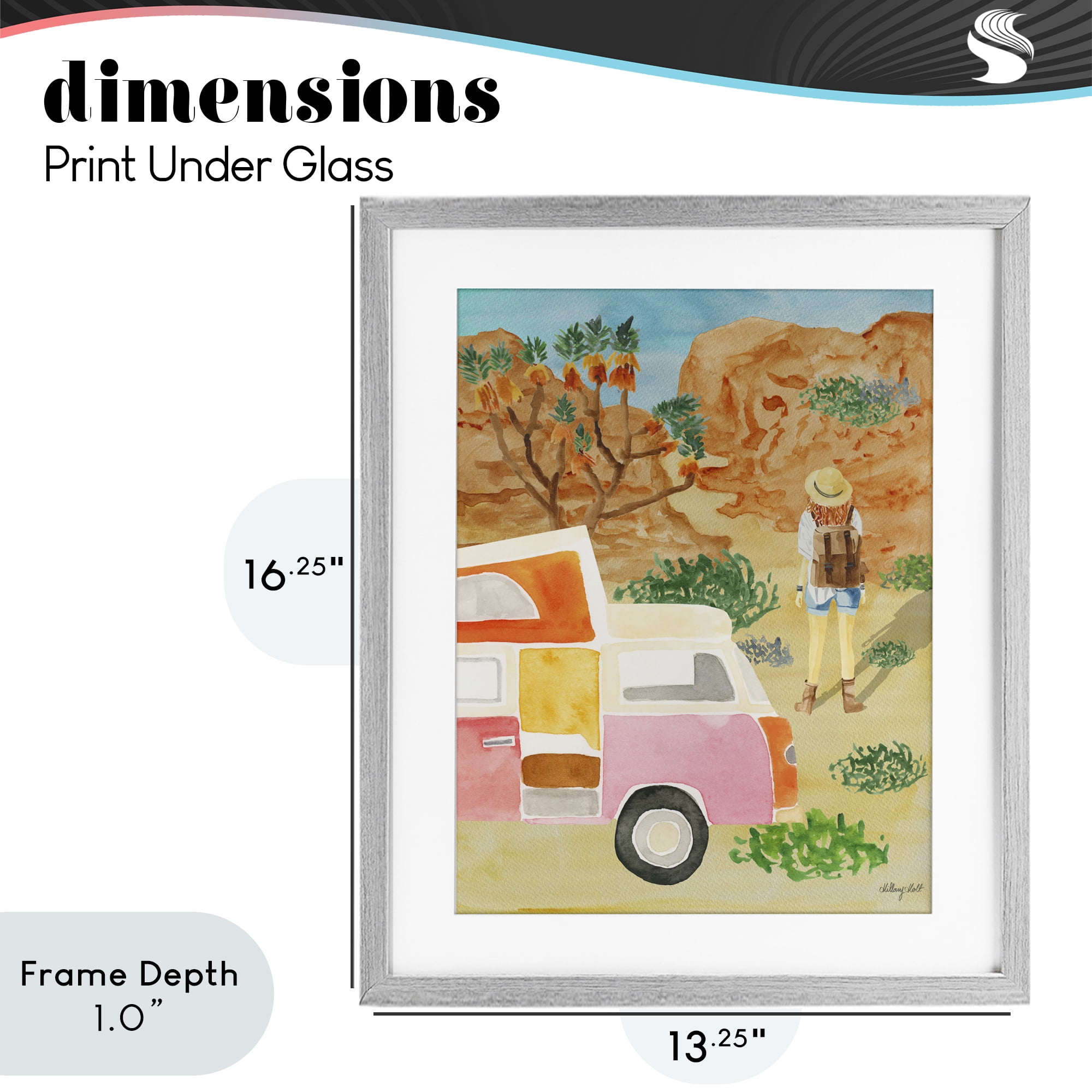 Stupell Industries Mojave Desert Road Trip Gray Framed Print Under Glass, design by Hillary Holt