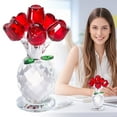 thumbnail image 2 of Rose Crystal Flower Figurine with Vase | Glass Rose Gift for Women, Wife, Girlfriend, Mom | Perfect for Valentine's Day, Birthdays, Anniversaries, and Home Decoration, Red, 2 of 9