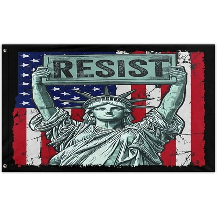 Hands Off Statue of Liberty Double-layer Flags For Room Cool Tapestry For College Dorm Outdoor Banner For Room 3x5 Ft, Retirement(90X150 cm)