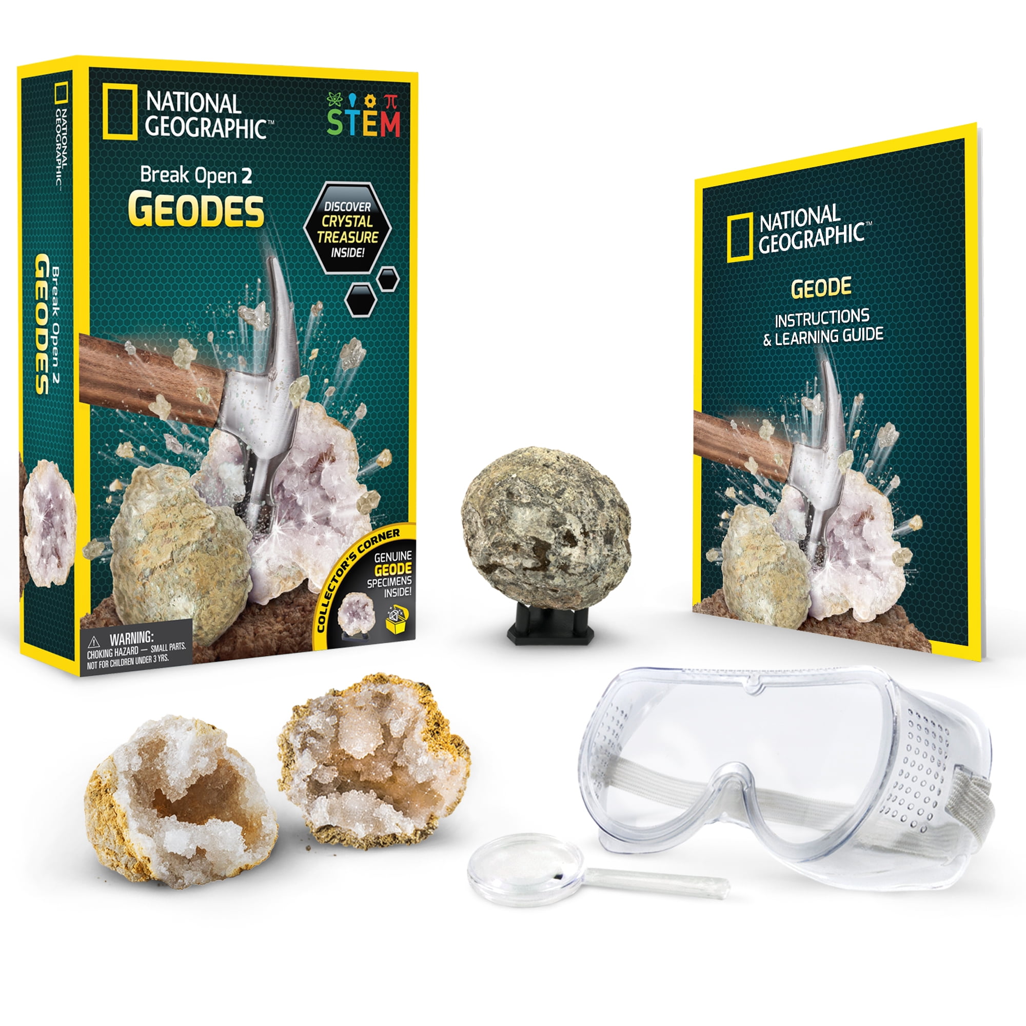 National Geographic Break Open 2 Real Geode STEM Educational Activity for Kids 