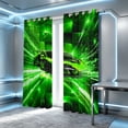 thumbnail image 2 of Erosebridal Race Car Kitchen Curtains, Speed Light Black Out Curtains Pack of 2 (42x63 Each), Green Black, 2 of 5