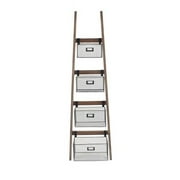 Wald Imports 4408 Wall Ladder Shelf & Bookcase with Wire Storage Baskets