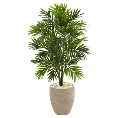 Nearly Natural artificial indoor 4' Areca Artificial Palm Tree in Sand Colored