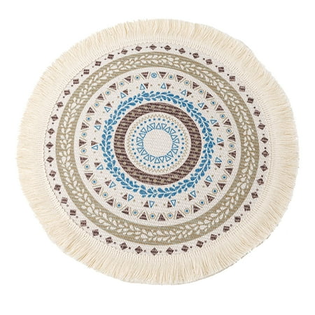 

Geruite Neutral Place Mat for Dining Table | Heat Resistant Neutral Woven Place Mat | Cotton Woven Mandala Tassels Circle Place Mat for Kitchen Dining Wedding Farmhouse