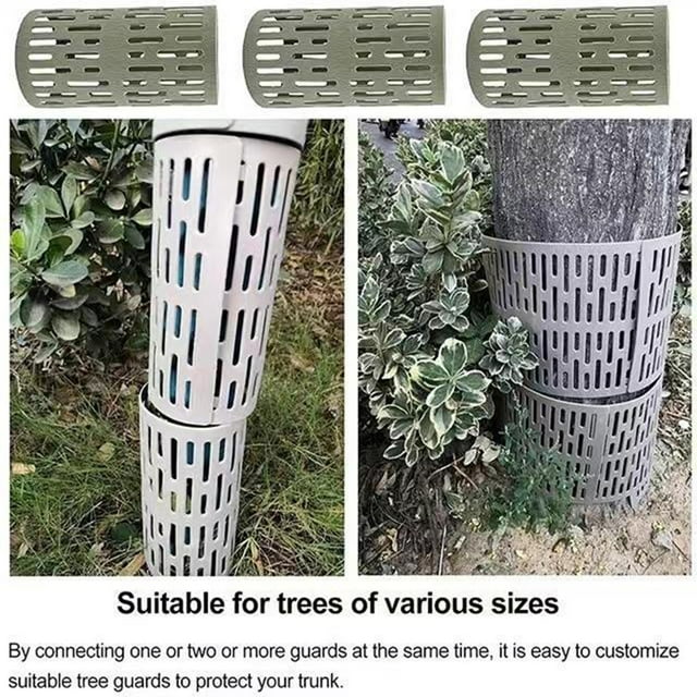 Tree Trunk Protector Plastic Plant Cover Weather Proof Ventilated Design Stackable and Expandable for Garden Outdoor Trees Saplings Against Animals and Trimmers(3 pcs)