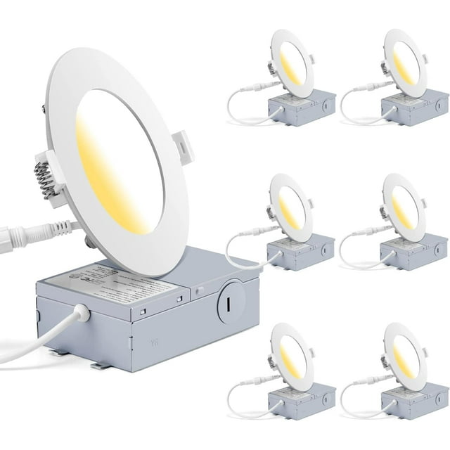 GCN LIGHT 4 Inch Wet Location Dimmable LED Recessed Pot Light 3CCT Ideal for Bathrooms Kitchens Balconies and Under Eave