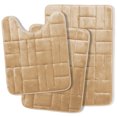 thumbnail image 1 of Clara Clark Bathroom Rugs, Velvet Memory Foam Bath Mat, Ultra Soft Non Slip and Absorbent - Tiled - Set Small, Large & Contour - Beige, 1 of 6