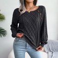 thumbnail image 3 of Gibobby Suéteres para mujer, Suéteres para Mujer otoño Invierno Manga Larga Casual Elegante suéter Color sólido(Negro,M), 3 of 5