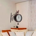 thumbnail image 3 of Reloj de pared de doble cara Reloj de pared de dos cara de metal decoración interior y exterior decorativo estación colgante de pared reloj giratorio adorno de porche de Magideal Reloj de pared de doble cara, 3 of 8