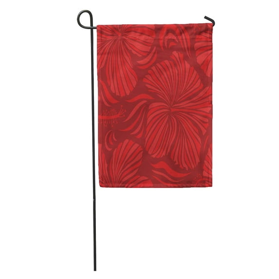 LADDKE Aloha Hawaii Luau Party Red and Orange Hibiscus Flowers Best Garden Flag Decorative Flag House Banner 12x18 inch