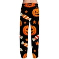 thumbnail image 6 of Domzest Halloween Pajama Pants Men Halloween Graphic Drawstring Elastic Waisted Pajama Bottoms Wide Leg Funny Sleepwear Black XL, 6 of 7