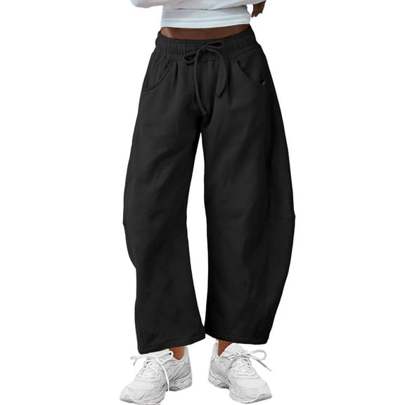 PUWEI Women's Barrel Leg Sweatpants High Waist Wide Leg Joggers Soft Lounge Pants with Pocket