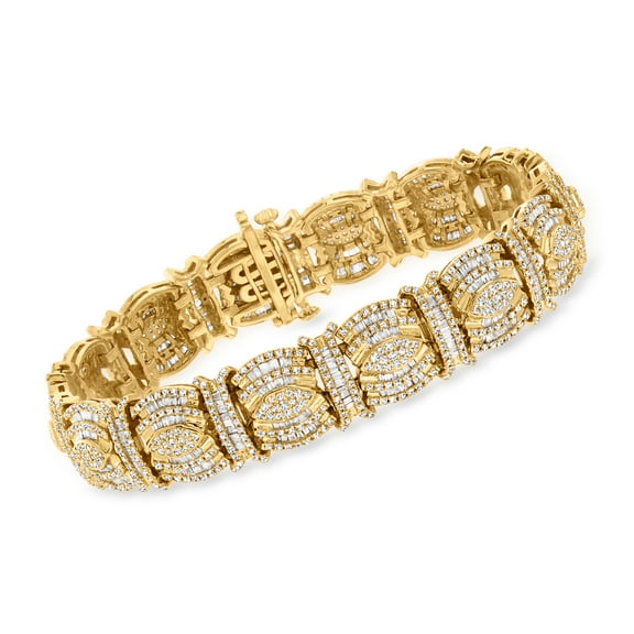 Ross-Simons 5.00 ct. t.w. Round and Baguette Diamond Bracelet in 18kt Gold Over Sterling, Women's, Adult