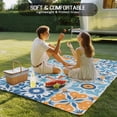 thumbnail image 4 of Blue Mediterranean Outdoor Rug for Patio/Deck/Porch, Non-Slip Large Area Rug 5 x 7 Ft, Vintage Moroccan Tiles Texture Indoor Outdoor Rugs Washable Area Rugs, Reversible Camping Rug Carpet Runner, 4 of 8