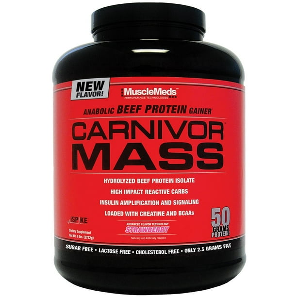 Muscle Meds Carnivor Mass, Strawberry, 5.7 Lb
