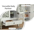 thumbnail image 5 of 55'' Tall Rustic Storage Cabinet with Drawer, Accent Cabinet with Carved Wood Door, Pantry Cabinet with Solid Wood Legs for Living Room, Hallway, Dining Room, Antique White, 5 of 9