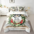 thumbnail image 2 of Feelyou Vintage Xmas Wreath Bedding Comforter Set 7pcs, Rustic Cabin Queen Bedding Sets, Christmas Festival Reversible Queen Sheet Sets, Ultra Soft Home Decor, 2 of 7