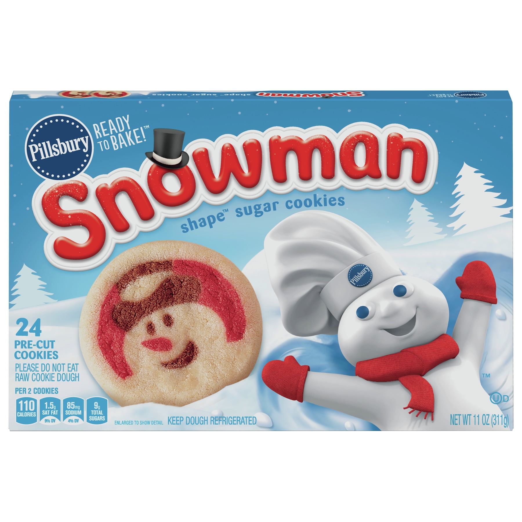 Pillsbury Ready To Bake Snowman Shape Sugar Cookies 11 Oz 24 Count Walmart Com Walmart Com