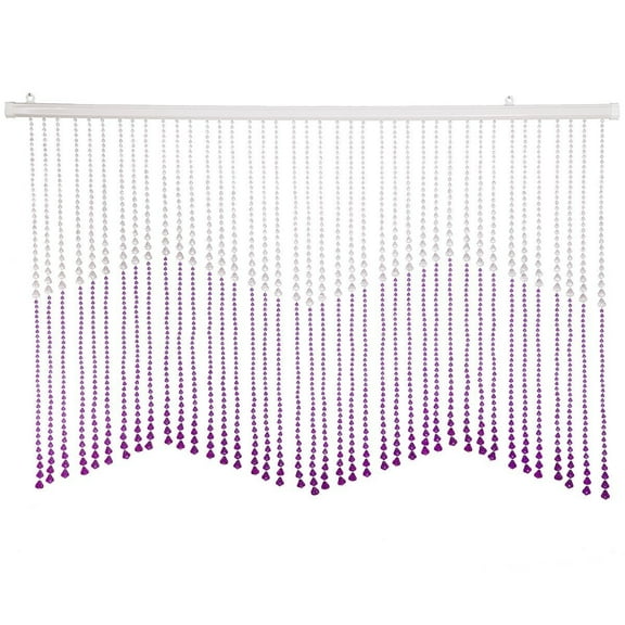 THY COLLECTIBLES Beautiful Home Decor Acrylic Beaded Valance Curtain Door Screen Divider - Acrylic Purple & Crystal Clear Teardrop