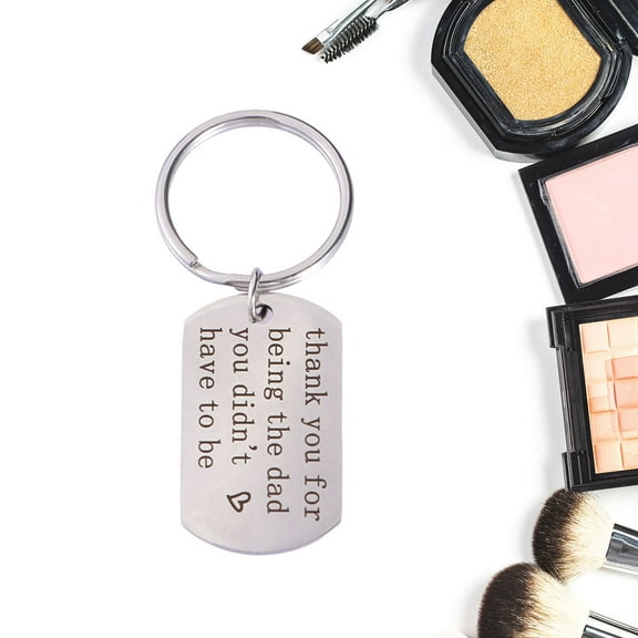 MLINS Father's Day Keychain Gift for Dad Thank You for Being the Dad You Didn't Have to Be Silver Metal