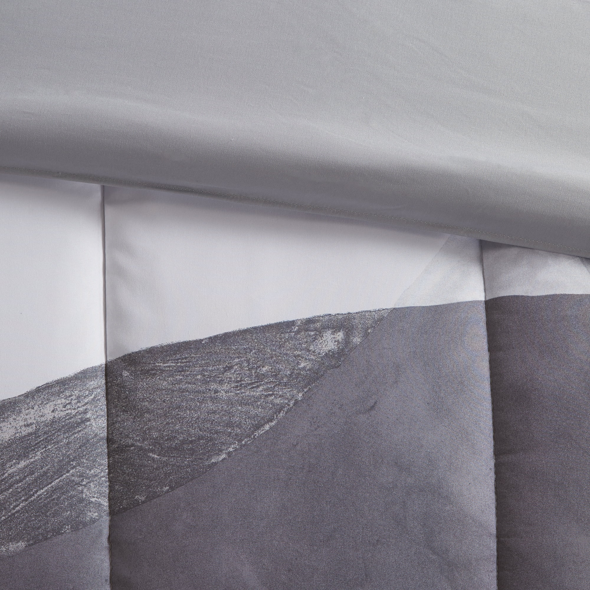 Mainstays 10 Piece Grey Color Block Bed in a Bag Comforter Set with Sheets, Full