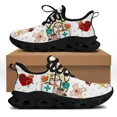 thumbnail image 1 of Zapatillas blancas de enfermería para mujer, con estampado de dibujos animados de enfermera y doctor, ligeras, con cordones, para deportes al aire libre y correr., 1 of 6