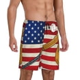 thumbnail image 2 of Bingfone American Flag And Baseball for Men's Short Pajama Pants, Elastic Waist Drawstring Summer Shorts-Large, 2 of 6