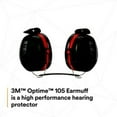 thumbnail image 6 of PELTOR™ Optime™ 105 Earmuff, 29 dB NRR, Black/Red, Behind-the-Head, 6 of 6