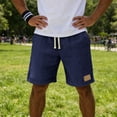 thumbnail image 4 of Besolor Men's Shorts Cotton Linen Casual Elastic Waist Drawstring Summer Lightweight Loose Beach Shorts with Pockets(Small,Dark Blue), 4 of 7