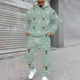 thumbnail image 5 of Men's Casual Christmas Printed Long-sleeved Hooded Sweatshirt and Sweatpants Two-piece Set, Fleece-Lined for Holiday Gifts Winter Sports and Festive Events,Mint Green,M, 5 of 6