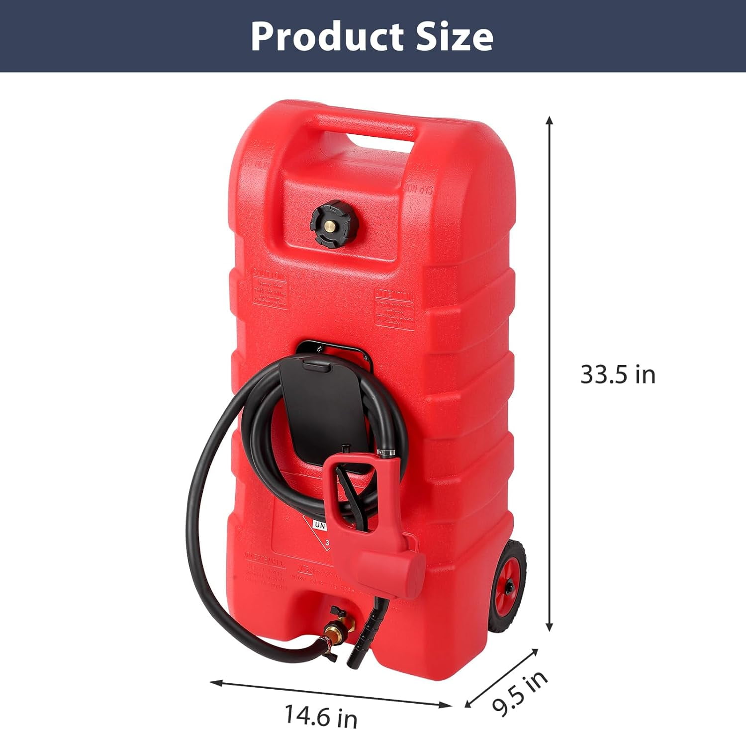 Riedhoff 15.06 Gallon Portable Gas Can, Fluid Transfer Siphon Pump & 10' Delivery Hose, Red