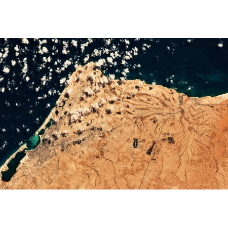 Satellite view of Mersa Matruh coastal town in Matrouh Governorate, Egypt Print Wall