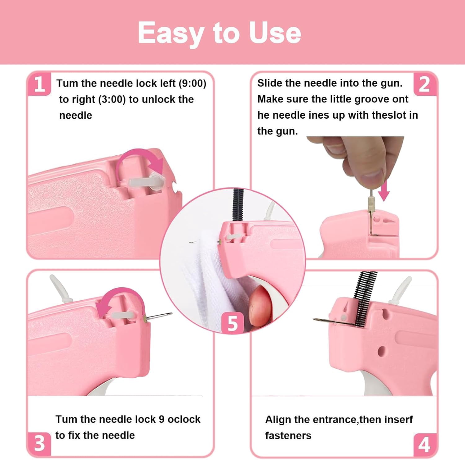 Fine Stitch Gun for Clothes, Stitchy Quick Clothing Fixer, Clothing Stitch Gun, Quilt Tacking Gun, Stitch Gun, Tagging Stitch Tool for Clothing with 6 Fine Needles & 1000 Pcs Fasteners