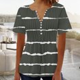 thumbnail image 1 of Blouses pour Femmes Imprimé Col en V Boutonné Haut Court, 1 of 1