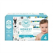 the honest company super club box diapers with trueabsorb technology, space travel & trains, size 4, 120 count